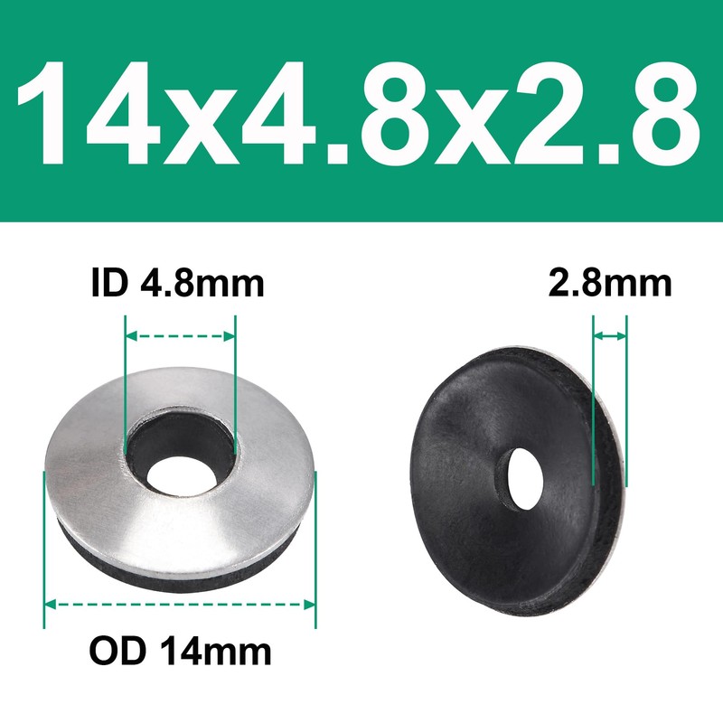 LEPEVNEY 14x4.8x2.8mm Bonded Sealing Washers Stainless Steel EPDM Rubber Backed