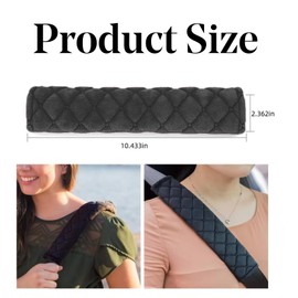 Fleece Car Seat Belt Pad Cover Kit, 2-Pack - Soft Car Safety Seat Belt Strap Shoulder Pads for Adults and Children (Black Fleece)