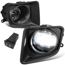 DNA MOTORING FL-ZTL-363-CH Pair of Black Housing Fog Lights w/Bezels Compatible with 2014-2021 Tundra, Clear Lens