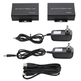 HD KVM Extender Full HD 1080P Uncompressed Transmission Over Single Cat 5e 6 Up to 150m HD Multimedia Interface Extender 100‑240V US Plug