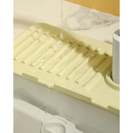 Faucet Mat for Kitchen Sink - 2025 Upgraded Premium Silicone Splash Guard with Fast-Drying Technology: Ideal Protective Tray for Stone Sinks in Kitchen & Bathroom (Green, 17.5x5.5in)