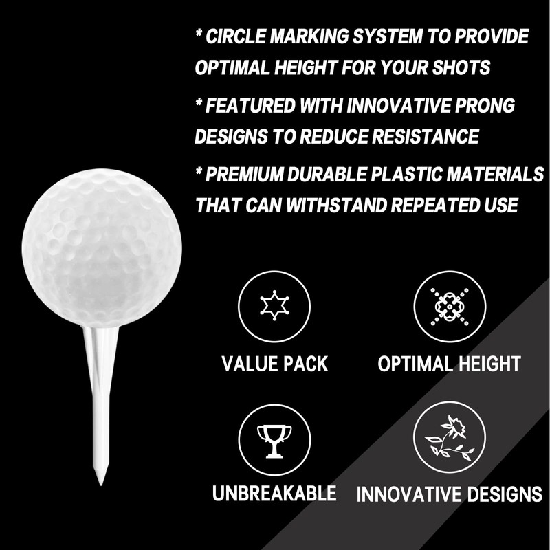 FINGER TEN 1 1/2" Plastic Golf Tees Short Tee 38mm