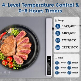 BOMCET Warming Mat for Food - Fast Heating Electric Food Warming Mat with 4 Level Temperature Setting and Timer, Upgrade High-tech Graphene Heating Food Warmer for Home Daily Use, Parties, Buffet