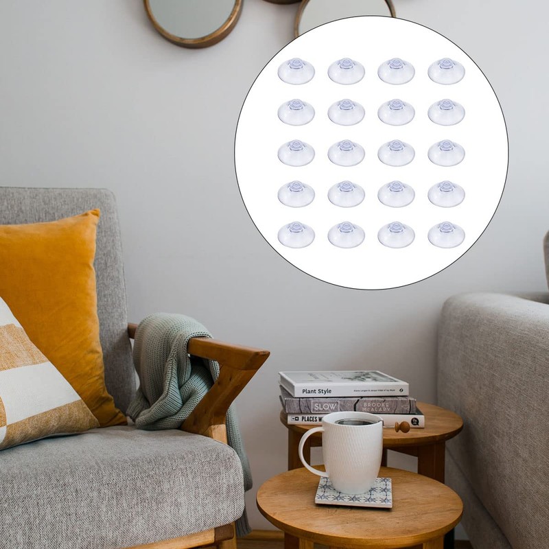 Jagowa 20PCS 20mm Small Plastic Suction Cups Clear Sucker Pads