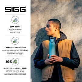 SIGG - Stainless Steel Drinking Bottle - Shield ONE Morning Blue - Suitable for Carbonated Drinks - Leak-Proof - Feather-Light - BPA-Free - Outdoor & Fitness - 1.0 L
