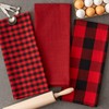 DII 100% Cotton Gingham Check Kitchen Collection, Red/Black, Dishtowel Set,