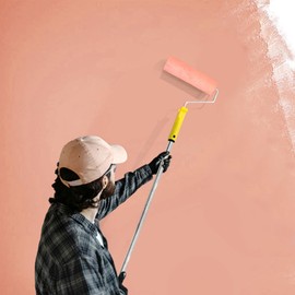 ACEBON 9 inch Paint Roller Sleeves, Pack of 6 Rollers with Extension Pole 1.2m for Painting Walls and Ceilings, Protection Film or Painting on Smooth and Semi-Rough Surfaces