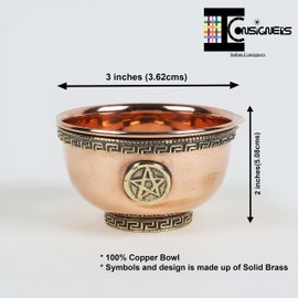 Indian Consigners Small Altar Witchcraft Serving, Offering or Smudging Bowl (Pentagram Bowl)