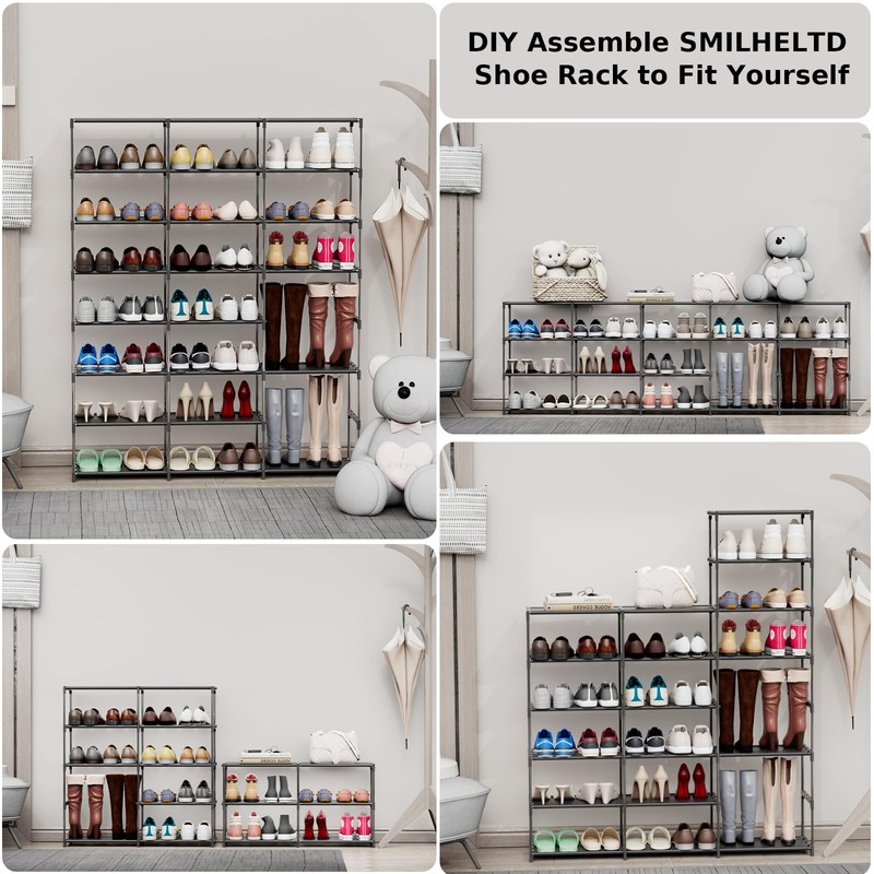 SMILHELTD Large Shoe Rack 3 Row 8 Tier 40-60 Pairs