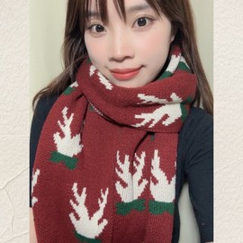 New Christmas Deer Scarf for Autumn/Winter - Long and Warm lf1255 Free Size/Double-Sided Deer-Red+190X36CM 2ea