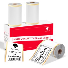 Phomemo Thermal Labels-Gold Linear Border for Barcode/Address/Logo/Mailing/Business/Home Tag, Compatibility with M220/M250/M221 Label Maker, 2.36"x3.39"(60x86mm),90 Labels/Roll, 3 Rolls