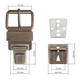 Thielemann Replacement Buckle for Bags with a 4 cm Wide Strap, Bag Clasp with Buckle & Pin Lock, Replacement Part to Repair Yourself (Old Antique | Dark Brown Antique)