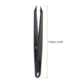 sourcing map 10pcs Sticker Tweezers for Crafting 4.53" Straight Pointed Tip with Spring Plastic Tweezers Craft Tweezers for Stickers, Scrapbooking, Eyelash Extensions, Black