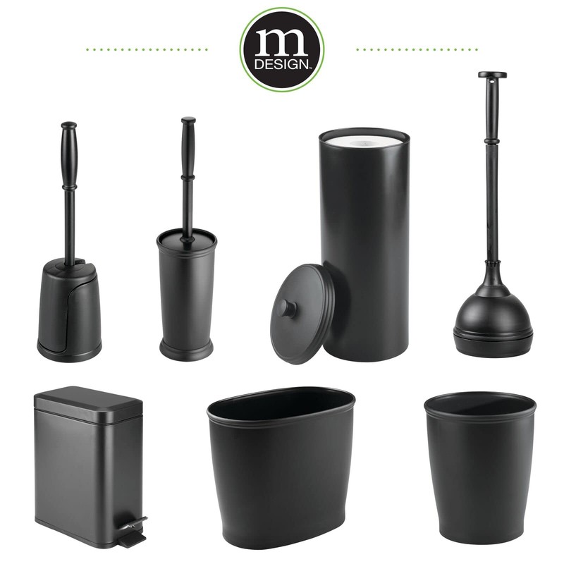 mDesign Small Modern 1.3 Gallon Rectangle Metal Lidded Step Trash
