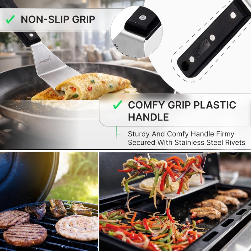 Anmarko Metal Spatula with ABS Handle, Stainless Steel Food Spatula