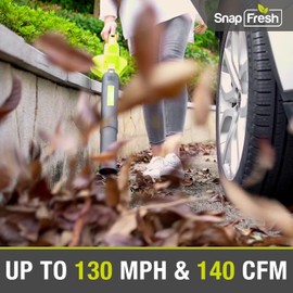 SnapFresh Cordless Leaf Blower - 20V Electric Leaf Blower with 2.0 Ah Battery and Charger - Lightweight 2-Speed Leaf Blower for Lawn Care and Yard/Garden/Patio Cleaning