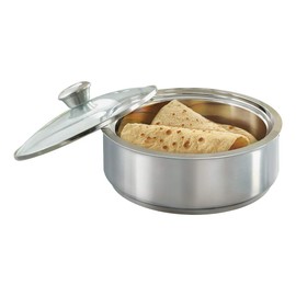 Borosil Stainless Steel Insulated Roti Server, 1.1 litres, Silver