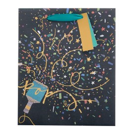 UK Greetings Medium Gift Bag for Him/Her/Friend - For Birthdays, Christmas, New Year & Other Events - Party Popper Design