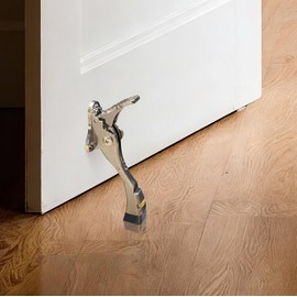GoldPig Door Stoppers,1 Pack Kickdown Door Stop with One-Touch semi-Automatic White Door Stopper Adjustable Height and Rubber Tip 4 Inches, Heavy Duty Door Stops, Door Holder (Bronze)