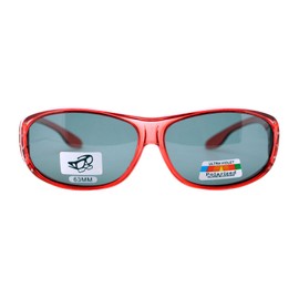 Womens Polarize Fit Over Glasses Rhinestone Sunglasses Oval Rectangle Red, Black