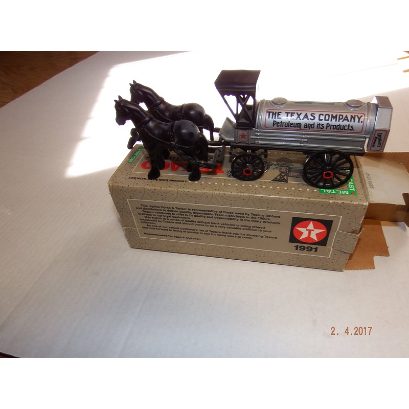 Texaco ERTL Die Cast Horse & Tanker Locking Coin Bank