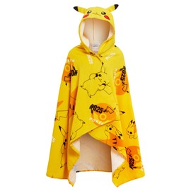 Pikachu Kapuzenhandtuch 100% Baumwolle Kinder 3D Ohren Kostüm Pikachu Poncho Strand Badetuch Schwimmtuch