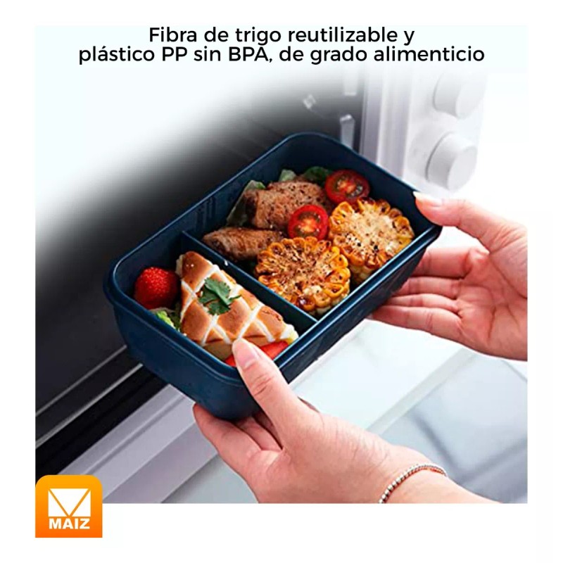 Maíz Contenedor Lonchera Box Lunch Divisiones Cubiertos Portatil