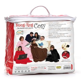 Snug Rug Cosy Blanket with Sleeves Genuine SnugRug Sleeved Blankets Super Soft 160gsm Fleece Soft Fabric Oversized Sleeves and Pouch Pocket Adults Size (Red)