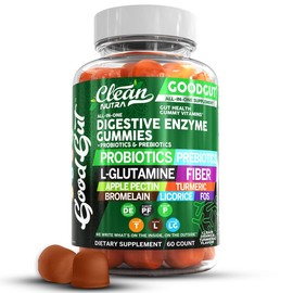 Clean Nutra Digestive Enzymes Gummies with Probiotics Prebiotics For Digestive Health + L-Glutamine For Gut Health Bromelain Licorice Fiber Apple Pectin Inulin - Specification: 1 Bottle