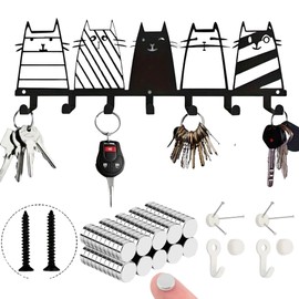 【快適良品スヤスワ】Key Hook Cat Wall Mount Entrance Stylish Key Hanger Cat Wall Mount Hook Cat Antique (Design A Screw Type)