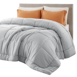 Bedsure Comforter Duvet Insert - Quilted Comforters Full Size, All Season Duvet, GentleSoft™ Down Alternative Bedding, with 8 Tabs, Gifts for Women/Men, Light Grey, Full 86 x 82 Inches