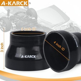 A-KARCK A-KARCK 3' Silicone Duct Reducer, 3' to 4' ID Silicone Pipe Straight Coupler Hose 3' Length Universal 4-Ply Reinforced Silicone Coupler Black