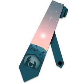 Three Rooker Christmas Ties Mens Nativity Necktie Religious Ties for Men Manger Necktie