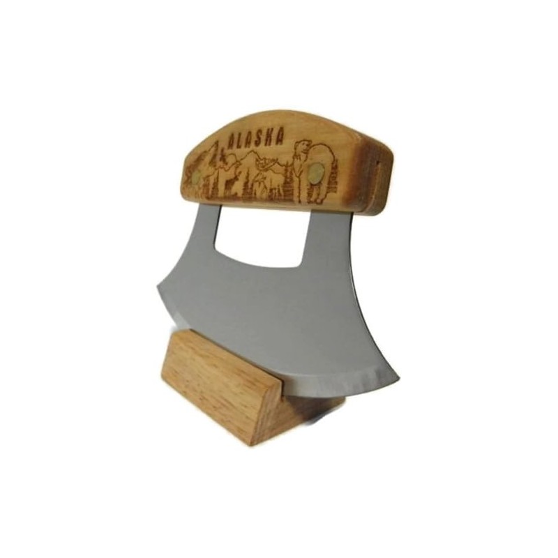 Inupiat Birch Alaska Cutlery Ulu Knife Animal Collage Wildlife