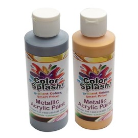 Color Splash S&S Worldwide Acrylic Paint, Metallic Gold, 8-oz Flip-Top Squeeze Bottles, Great for Arts & Crafts, Wood, Paper Mache, Bisque, Metal, Canvas, For Kids & Adults, Non-Toxic, Set of 8.