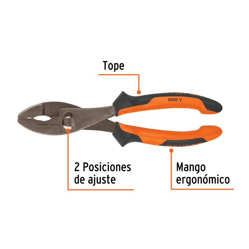 Truper Expert PCH-8X, Pinzas de chofer 8" mango Comfort Grip