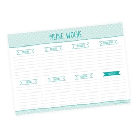 Weekly Planner Mint - A5 Pad 50 Sheets Paper Notepad Weekly Calendar Planner Desk Organiser Dots