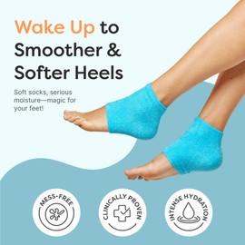 ZenToes ZenToes Moisturizing Socks for Cracked Heel Treatment - Vitamin E, Olive Oil and Jojoba Oil Infused Heel Socks to Soften and Hydrate (Fuzzy Blue, Wide Width)