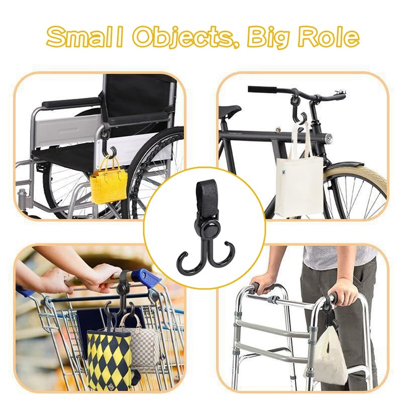 Pram Hooks, Pram Hook Clips, Swivel Double Hooks, Heavy Duty
