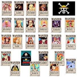 MIFKLMV Anime Posters, 25 Pcs Wanted Posters, Painting Manga Posters, Anime Character Posters, Paper Characters Art Posters, for Classroom, Home, Living Room, Office Walls Decorations (28,5 * 19,5cm)