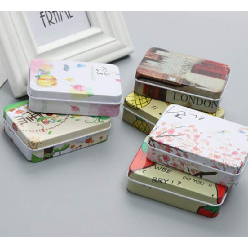 STK Mini Tin Can Storage Case with Lid for Small