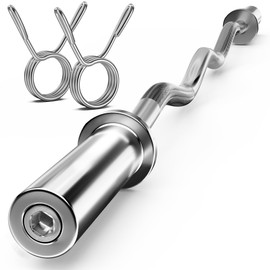 FEIERDUN Olympic EZ Curl Bar Barbell Strength Training Bar Threaded Chrome Barbell Bar for Weightlifting, Hip Thrusts, Squats and Lunges 380LBS Capacity