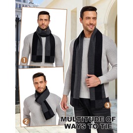 UMIPUBO Mens Scarf Winter Warm Scarves Soft Stylish Plaid Scarf for Men Autumn Checkered Tartan Long Scarf Neckwear for Gentleman Windproof, Dark Grey 2