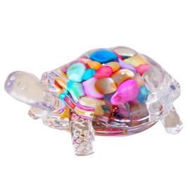 RJINGSHI Handcrafted Resin & Shells Turtle Statue Coastal Aquarium Decor with Natural Beach Theme, Zen Home Ornament for Turtle Lovers, Ocean-Themed Collector Gift (3.35 Inch)
