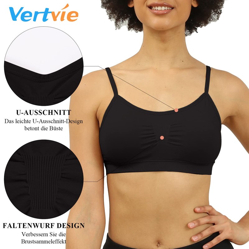 Vertvie Women's Push-Up Sports Bra Top Set, Stretch, Thin, Without