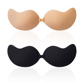brasier calcomanía, brasier sin tirantes sin espalda pushup, sujetadores adhesivos invisibles, 2 pares, 2 pares Nude&Black, C