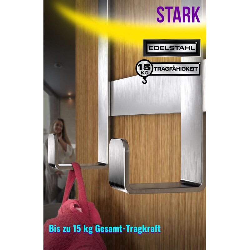 4happy Stainless Steel Door Coat Rack for Hanging - Door