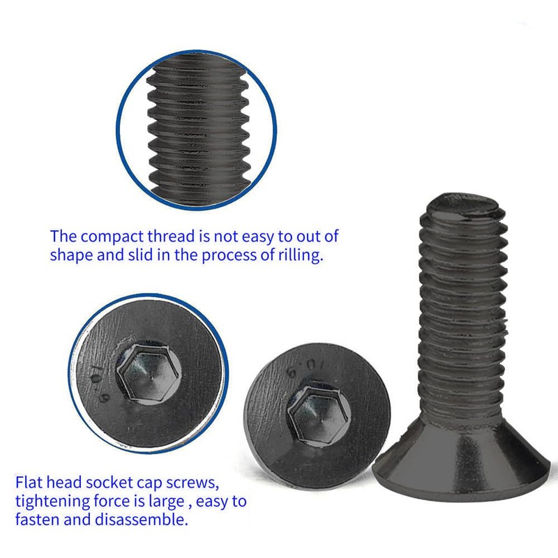 MACHSWON #8-32 x 1/4" Flat Head Socket Cap Screws 10.9