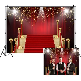 Renaiss 6x4ft Red Carpet Backdrop Spotlight Podium Background Birthday Party Decoration Movie Star Event Banner Kids Adults Portrait Photography Photo Studio Props Vinyl