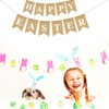 3 PCS Burlap Easter Banner, Rabbit Bunny Garland Banner, Happy